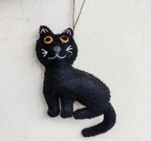 Wool Felt Tree Ornament - Black Cat