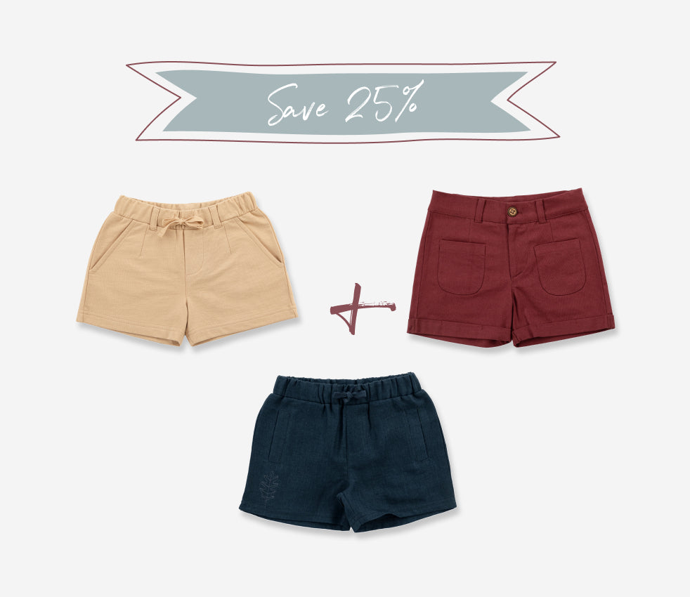 Organic Cotton & Linen Essential Shorts (Bundle of 3)