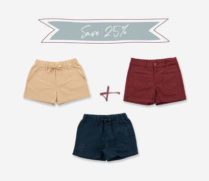 Organic Cotton & Linen Essential Shorts (Bundle of 3)