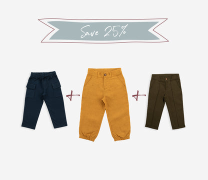 Organic Cotton & Linen Essential Pants (Bundle of 3)