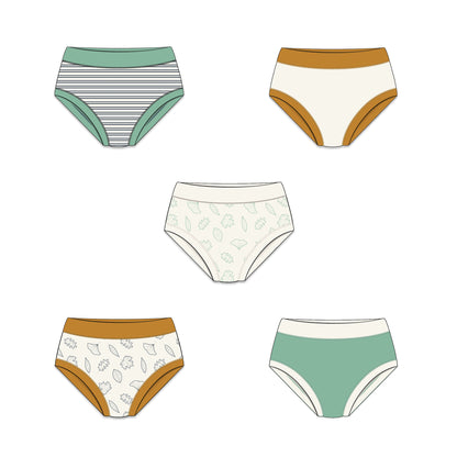 PREORDER | Organic Cotton Girls' Briefs Multi-pack | 5 colors | Leafy Hues