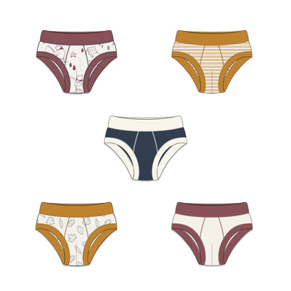 PREORDER | Organic Cotton Boy Briefs | Multi-pack | 5 colors | Berry Hues