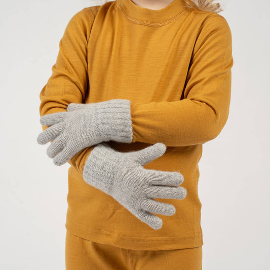 Menique Kids' Knit Gloves Cashmere Blend: Dark Gray