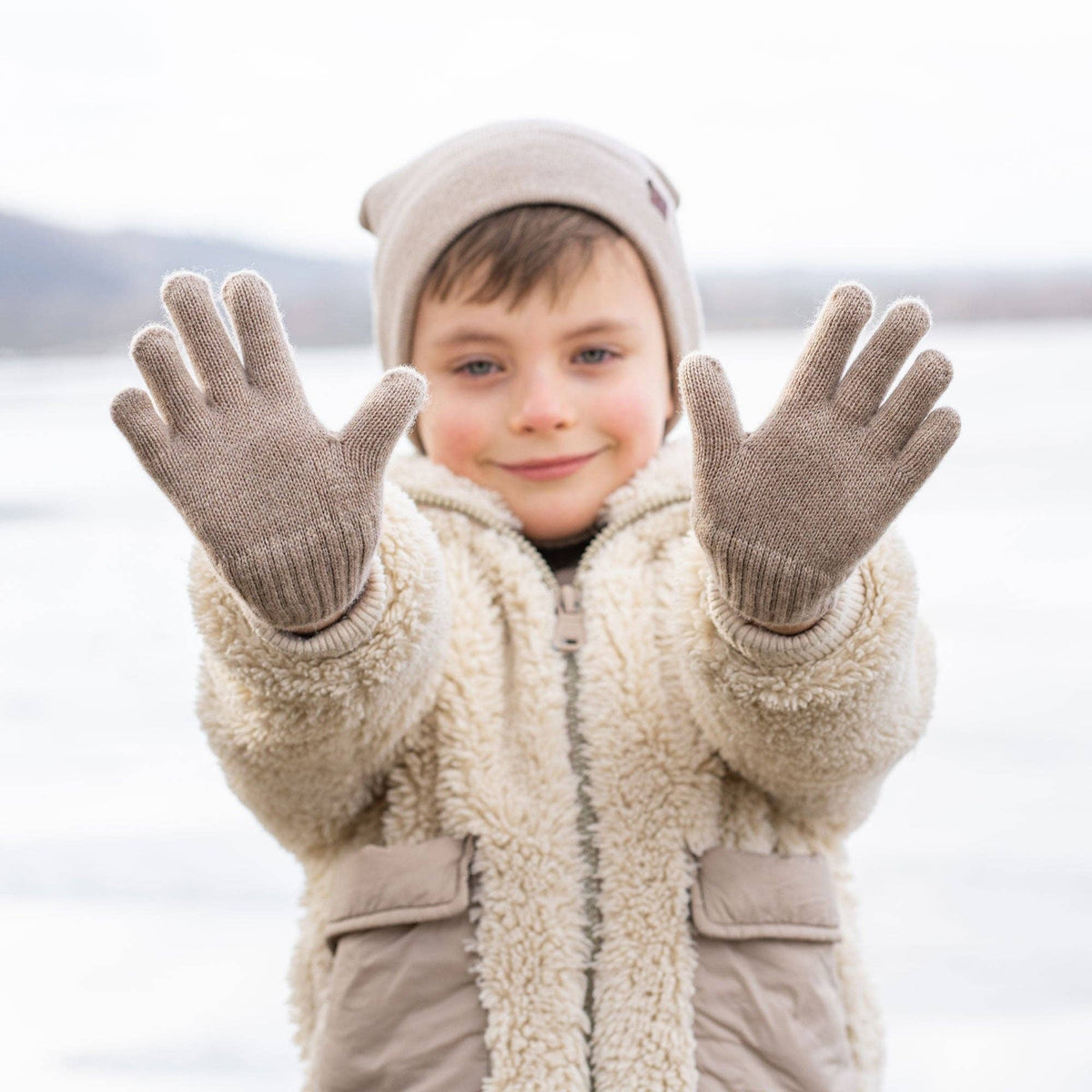 Menique Kids' Knit Gloves Cashmere Blend: Dark Gray
