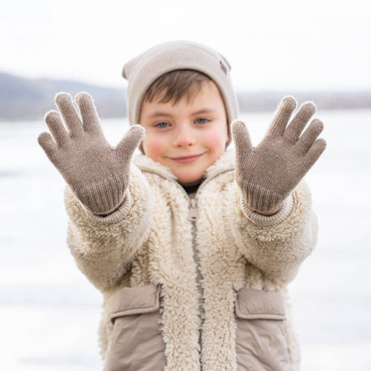 Menique Kids' Knit Gloves Cashmere Blend: Dark Gray