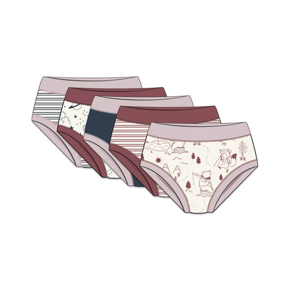 PREORDER | Organic Cotton Girls' Briefs Multi-pack | 5 colors | Berry Hues