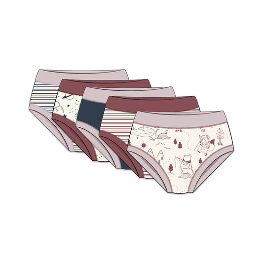 PREORDER | Organic Cotton Girls' Briefs Multi-pack | 5 colors | Berry Hues