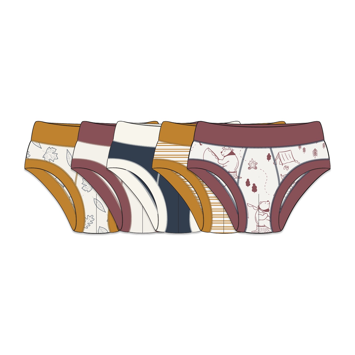 PREORDER | Organic Cotton Boy Briefs | Multi-pack | 5 colors | Berry Hues