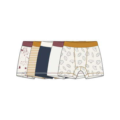 PREORDER | Organic Cotton Boy Boxer Briefs | Multi-pack | 5 colors | Berry & Mustard Hues
