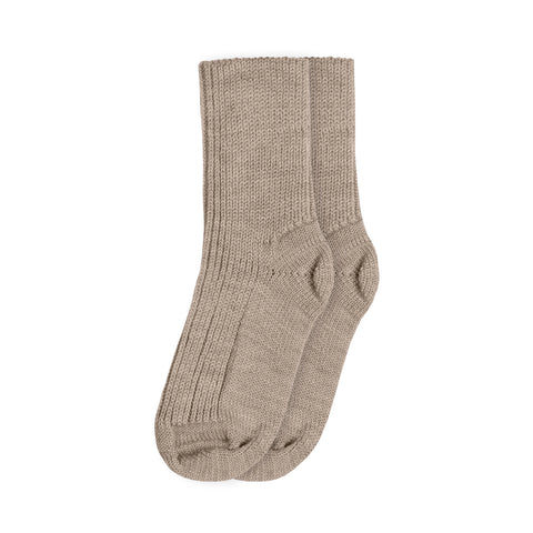Menique 95% Merino Thick Ribbed Wool Kids' Socks in Beige