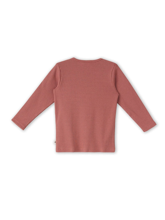PREORDER: Leela Cotton Organic Cotton Long Sleeve RIbbed Tee in Blush