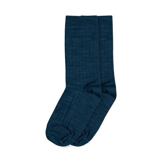 PREORDER: Merino Lightweight Ribbed Wool Kids' Crew Socks in Navy