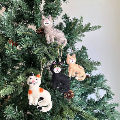 Wool Felt Tree Ornament - Orange Cat