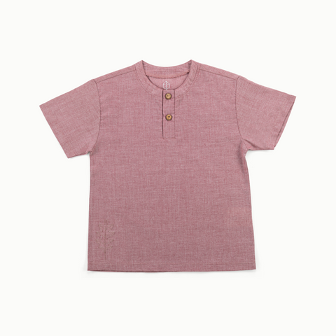 Organic Cotton Oak Henley Tee in Canyon Clay