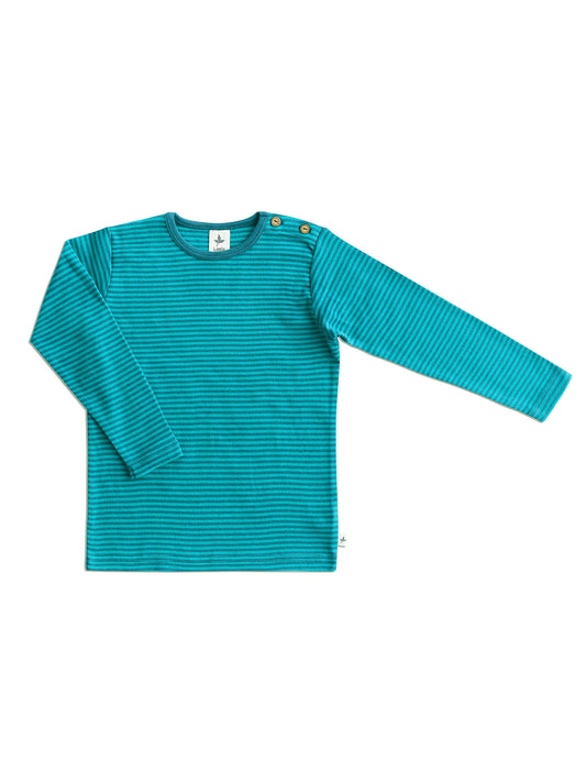 PREORDER: Leela Cotton Organic Cotton Long Sleeve Tee in Striped Lapis & Blue