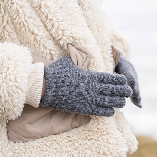 Menique Kids' Knit Gloves Cashmere Blend: Light Gray