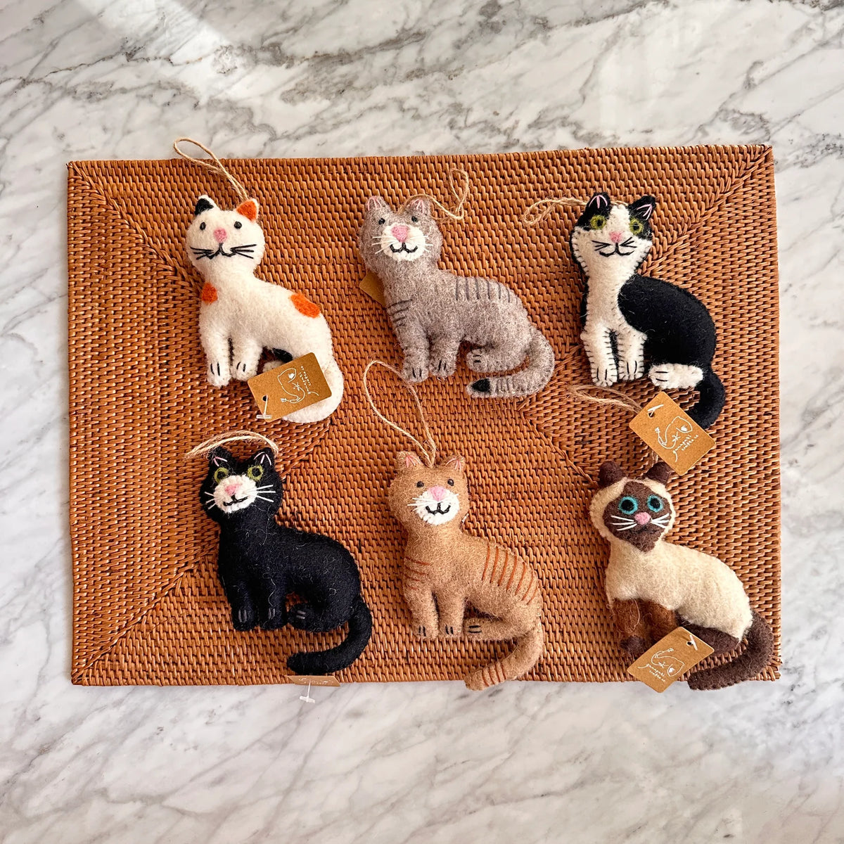 Wool Felt Tree Ornament - Orange Cat