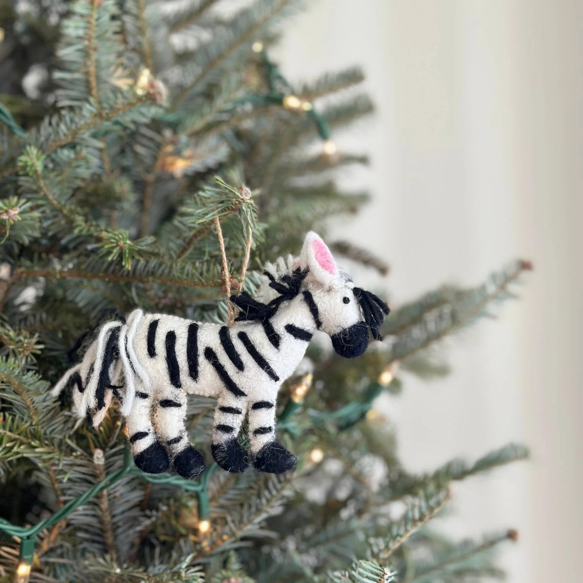 Wool Felt Tree Ornament - Zebra