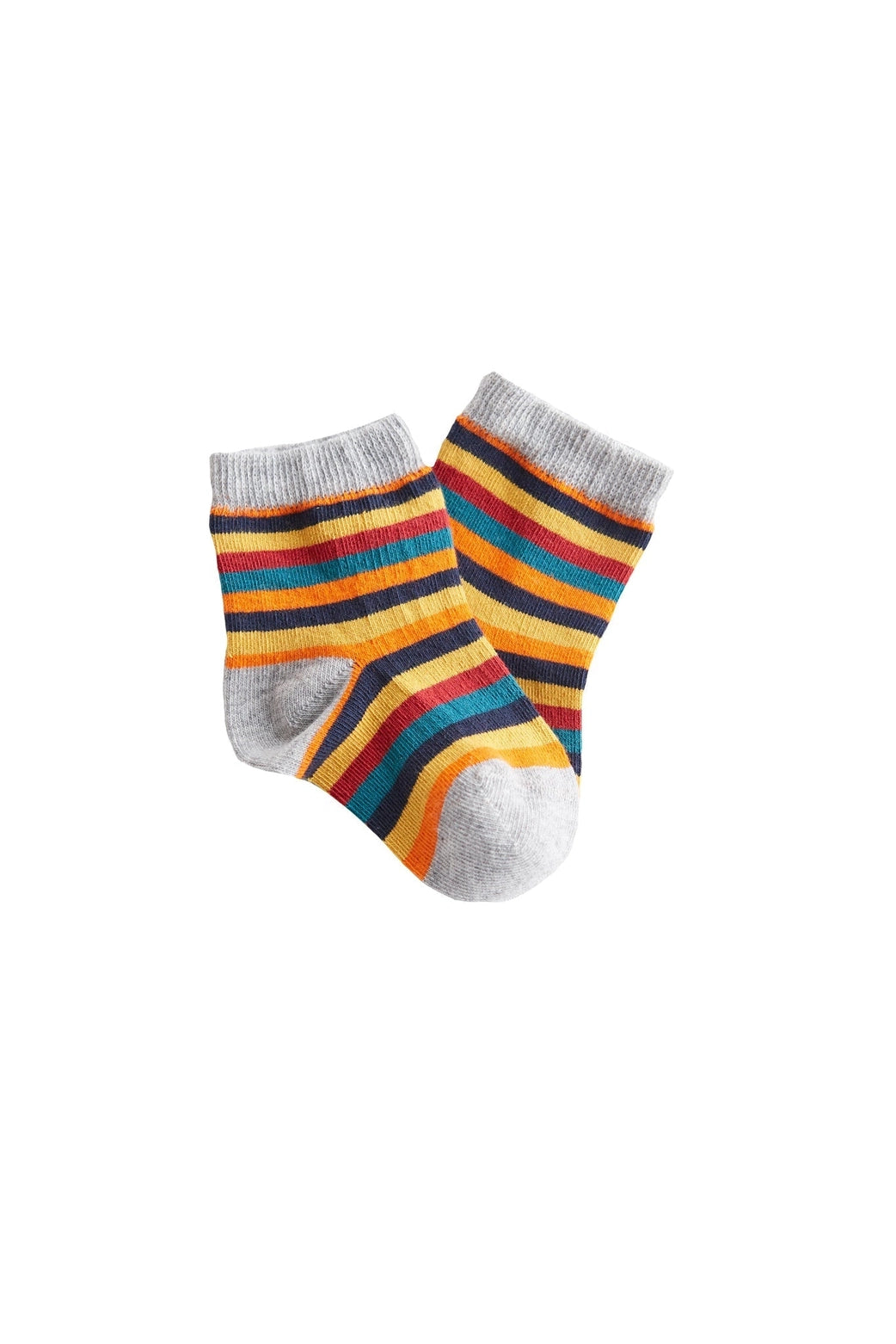 Leela Cotton Organic Cotton Kids Socks, 6-Pack | Mustard + Navy + Orange Stripe