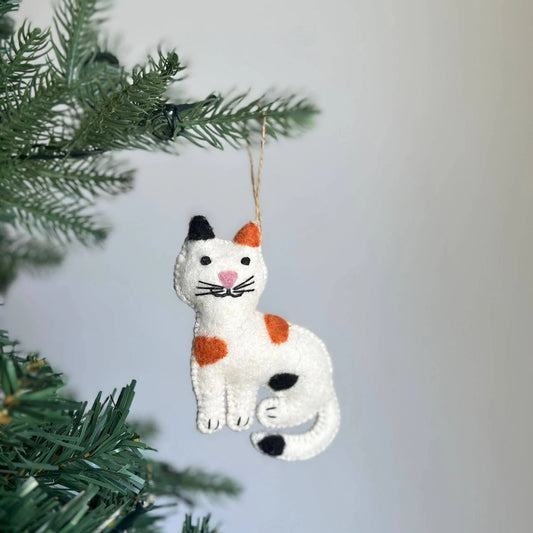 Wool Felt Tree Ornament - Calico Cat