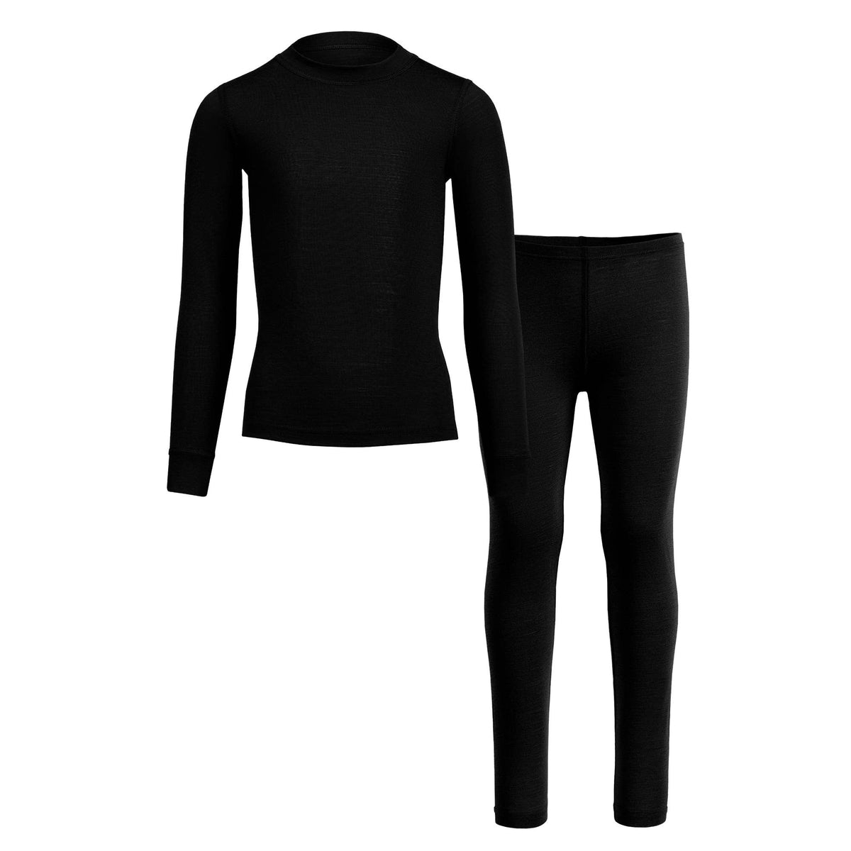 Menique Kids' Merino Long Sleeve & Pants Baselayer 2-Piece in Dark Green