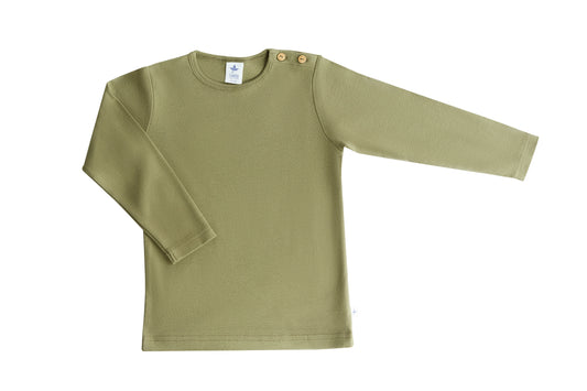 PREORDER: Leela Cotton Organic Cotton Long Sleeve Tee in Olive Green