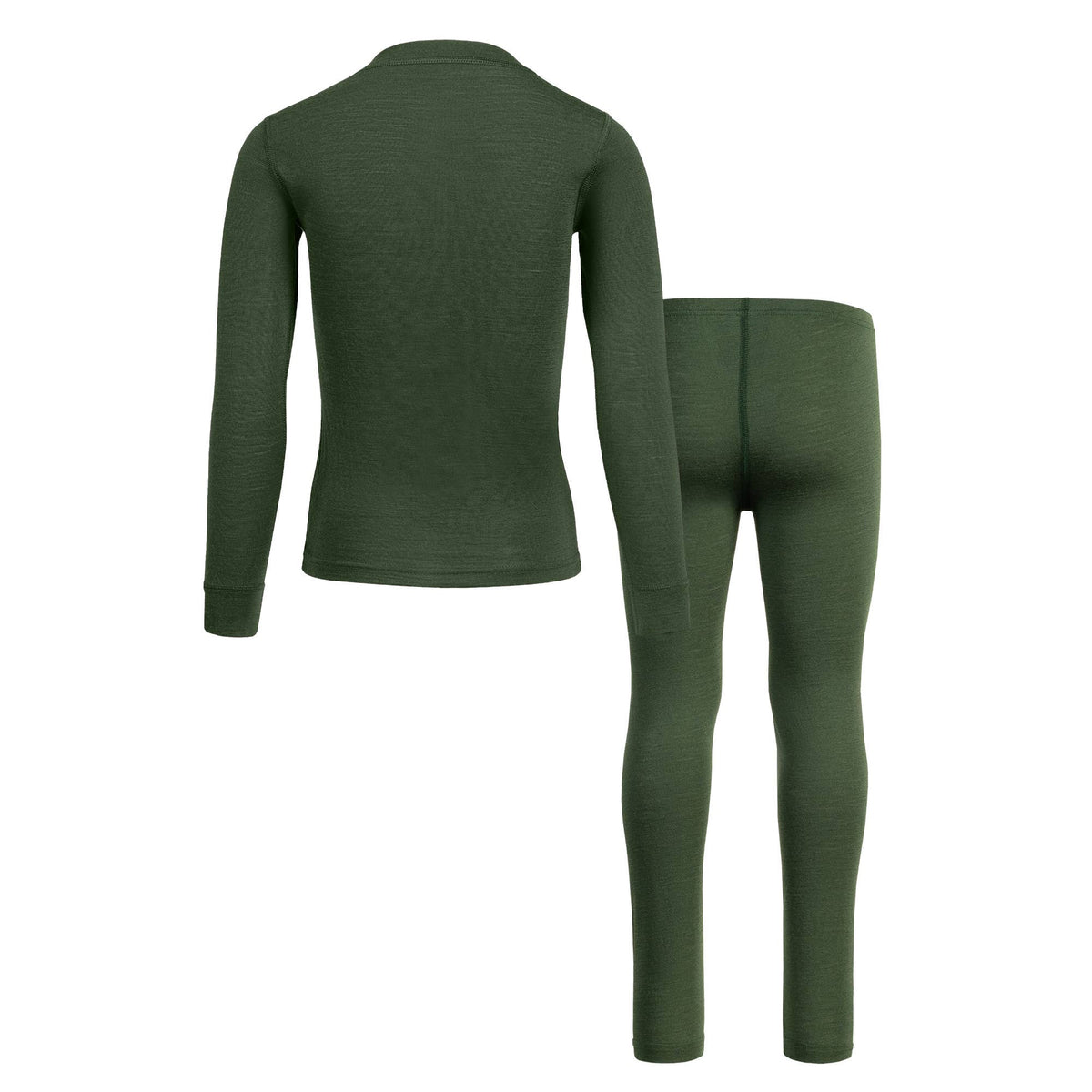 Menique Kids' Merino Long Sleeve & Pants Baselayer 2-Piece in Dark Green