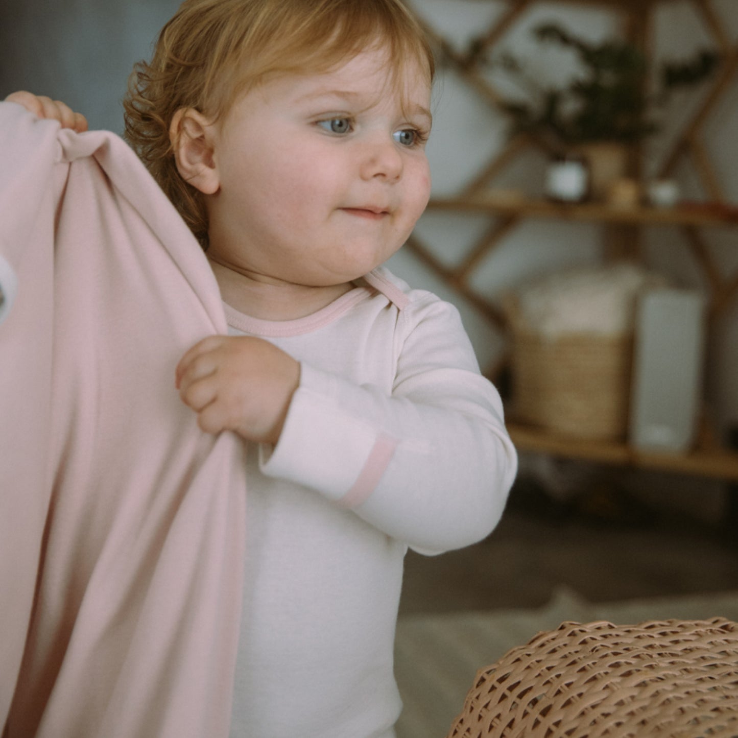 Baby Double-Sided Blanket | Flowers + Solid Pink