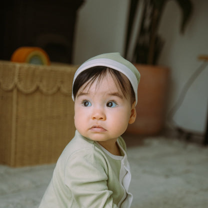 Organic Cotton Baby Knotted Hat | Striped + Solid Green