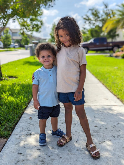 Organic Cotton Oak Henley in Sleepy Blue