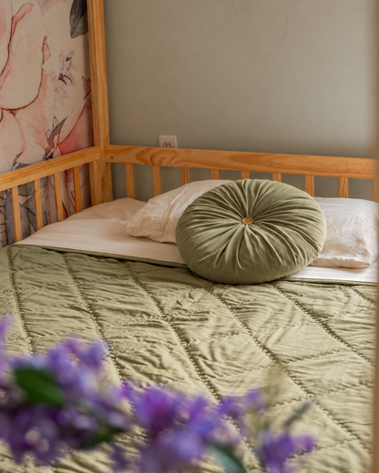 Earthspun Organic Cambric Cotton Twin Size ( 66" x 90") Comforter: Natural Green