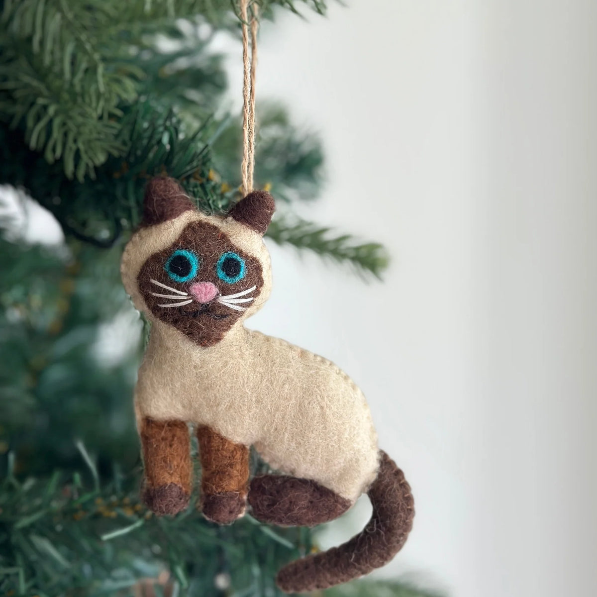 Wool Felt Tree Ornament Set of 6 Cats