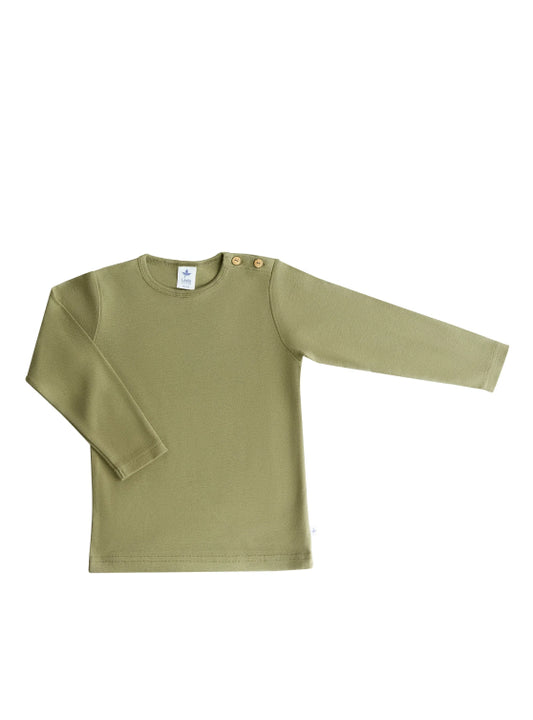 PREORDER: Leela Cotton Organic Cotton Long Sleeve Tee in Olive Green