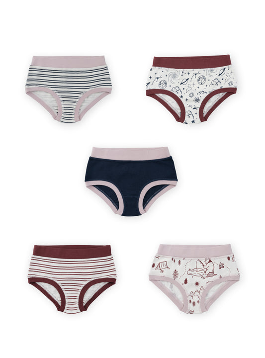 Organic Cotton Girls' Briefs Multi-pack | 5 colors | Berry Hues