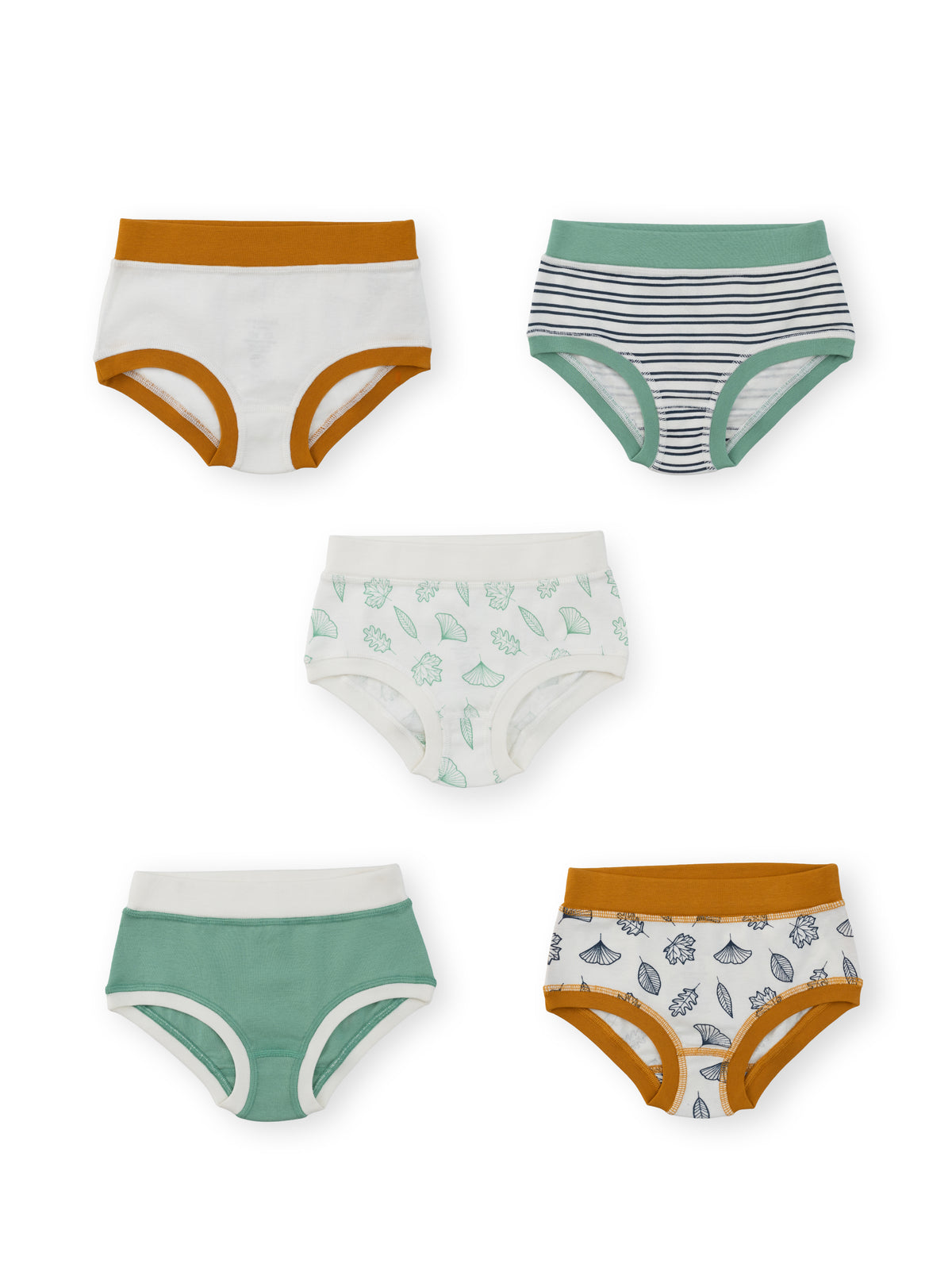 Organic Cotton Girls' Briefs Multi-pack | 5 colors | Leafy Hues