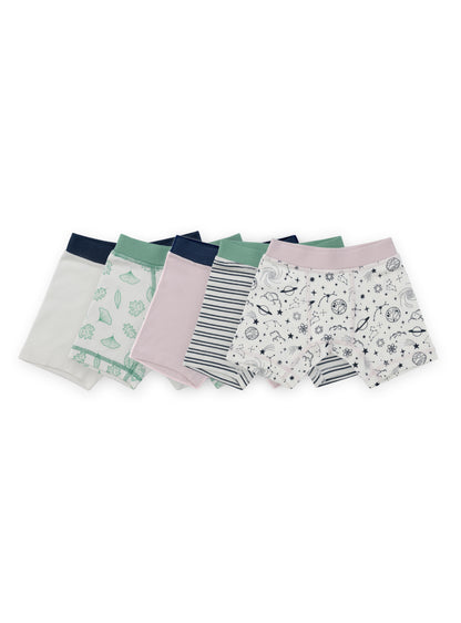 Organic Cotton Boy Boxer Briefs | Multi-pack | 5 colors | Stars & Leaves
