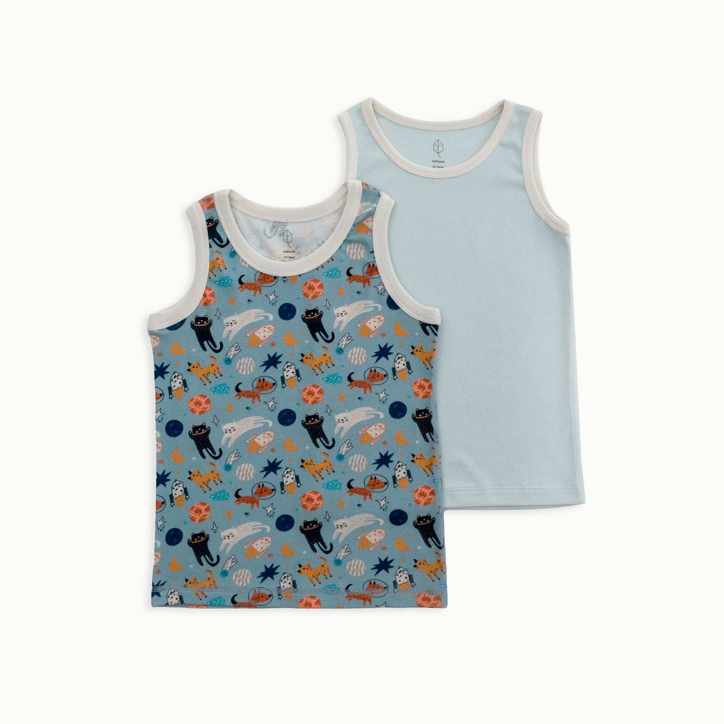 Tank, 2-Pack | Space Cat + Solid Blue