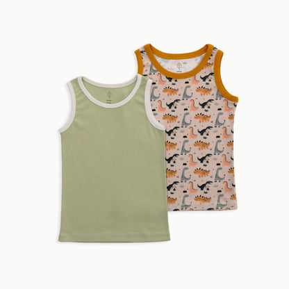 Tank, 2-Pack | Dinosaur + Solid Green