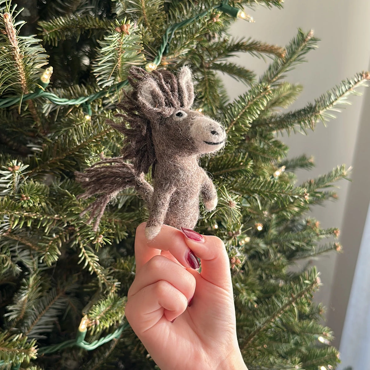 Wool Felt Finger Puppet - Donkey