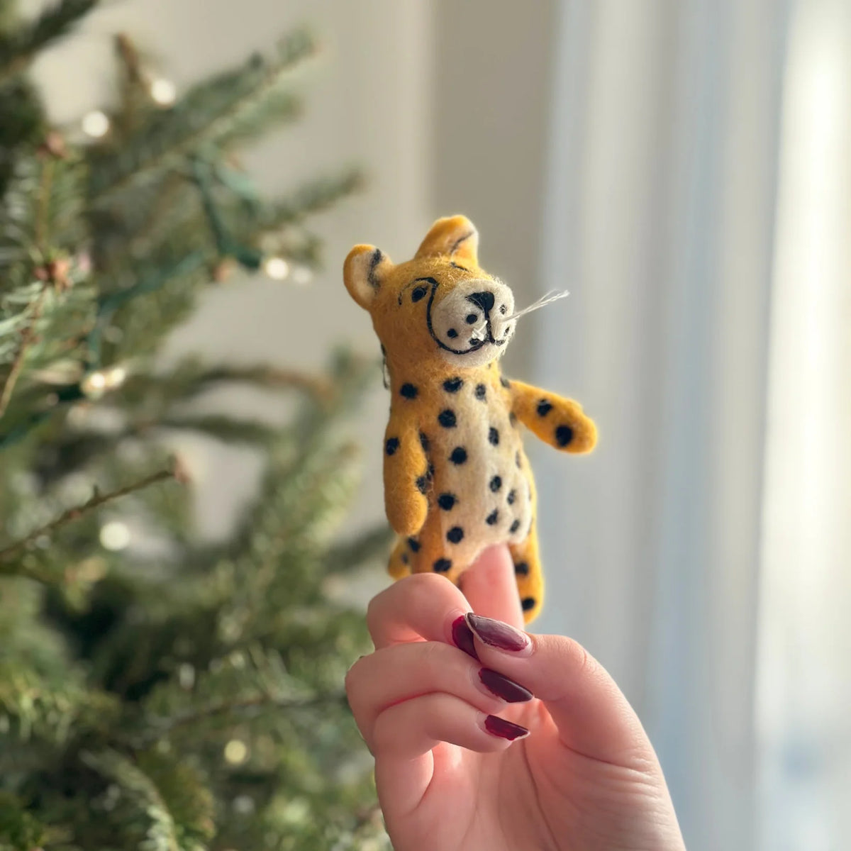Wool Felt Finger Puppet - Cheetah