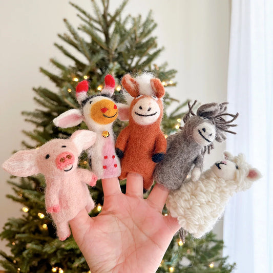 Wool Felt Finger Puppet - Set of 6 Farmyard Animals