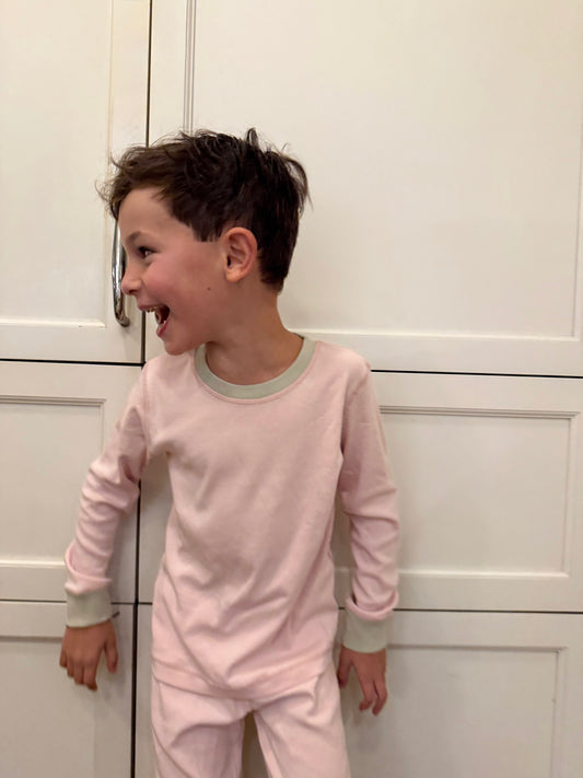 Organic Cotton Long-Sleeve Pajamas | Solid Pink