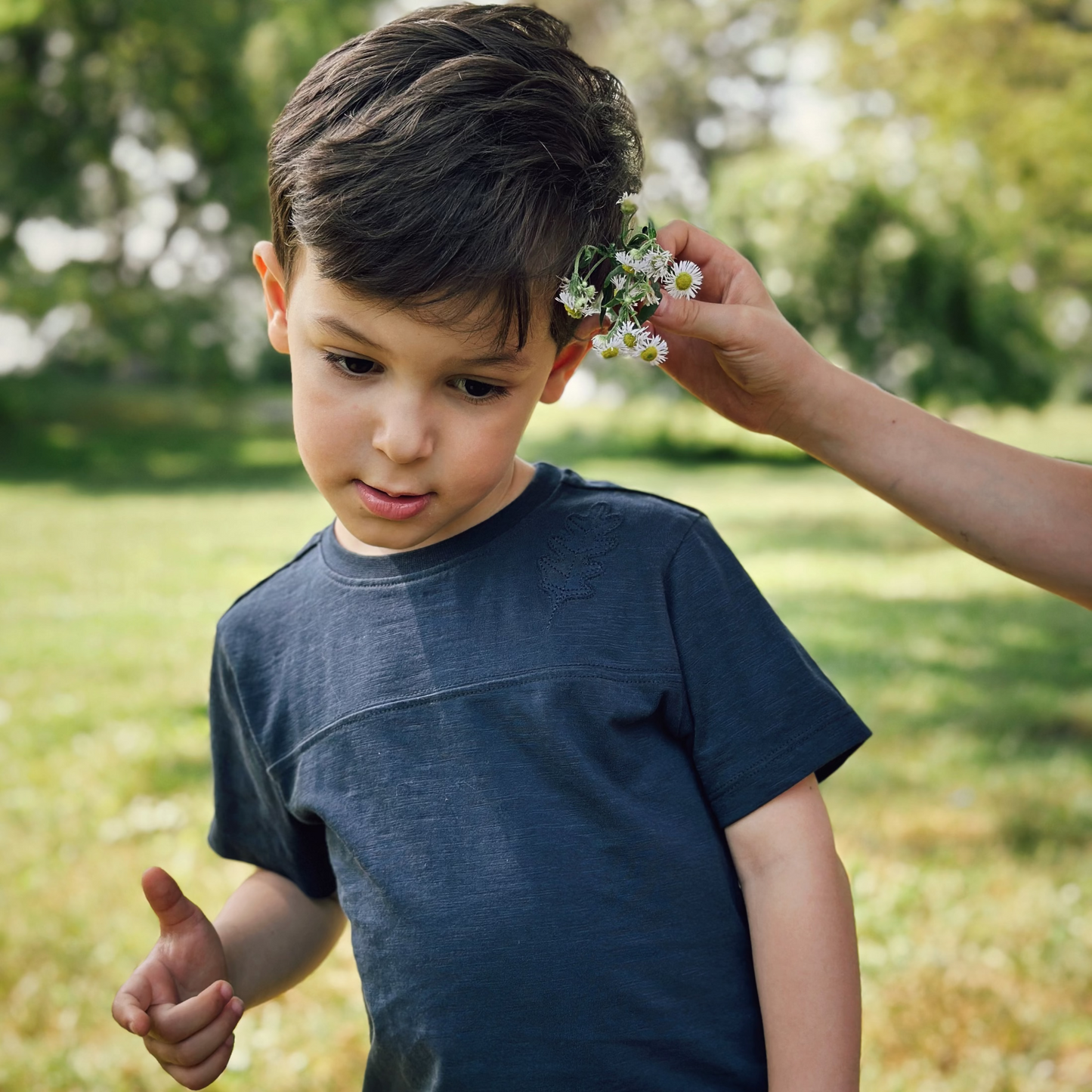 Organic Cotton Oak Tee in Naval