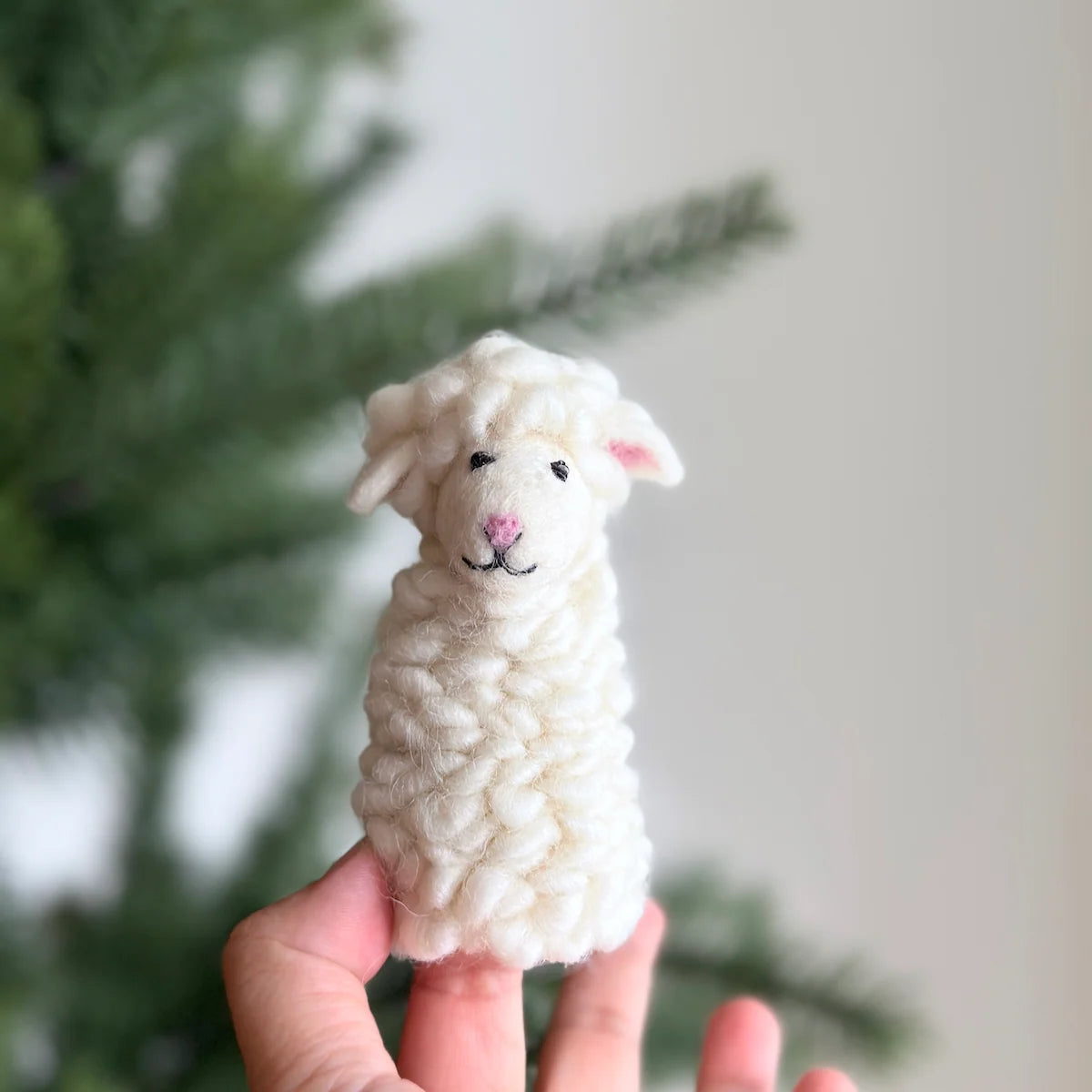 Wool Felt Finger Puppet - Sheep