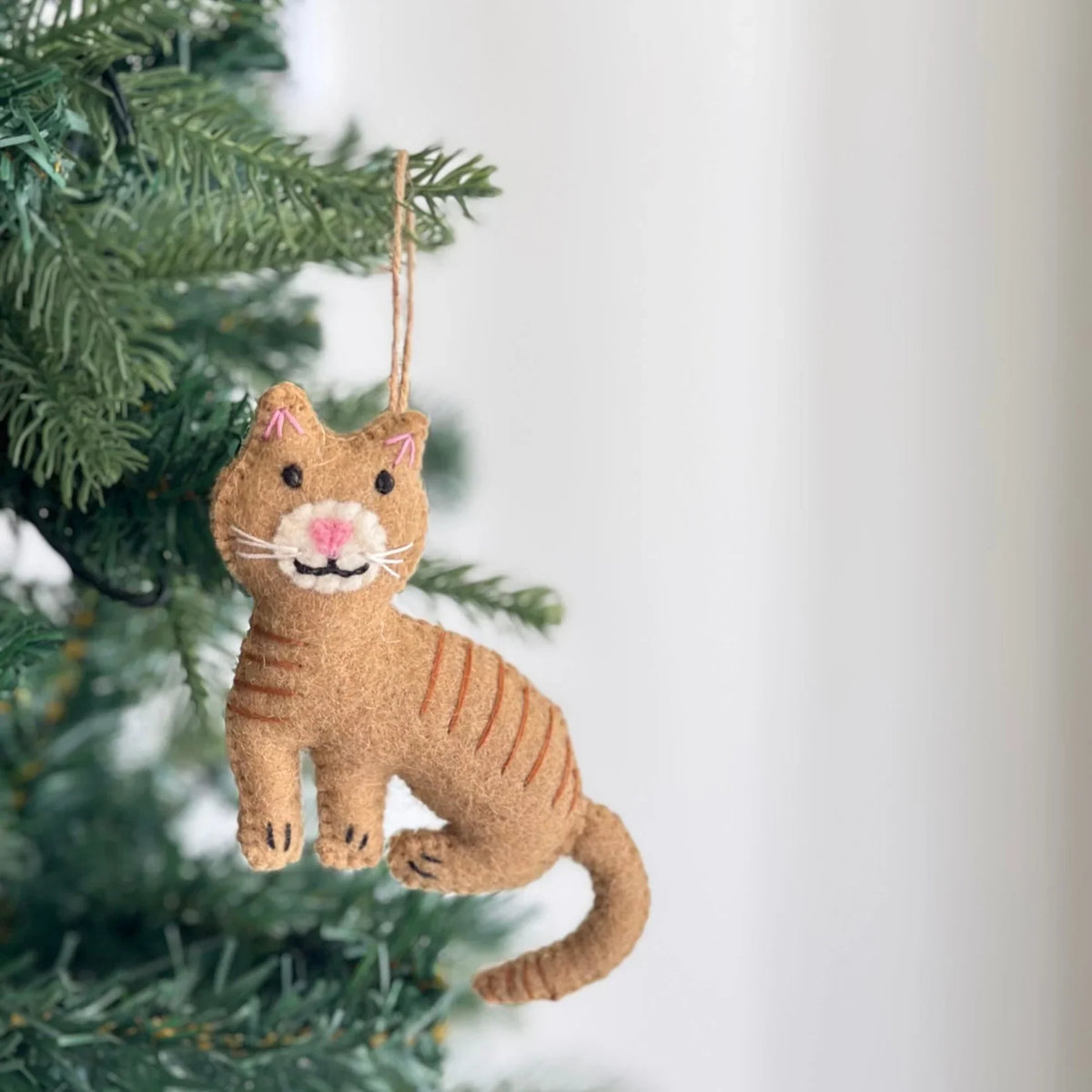 Wool Felt Tree Ornament Set of 6 Cats