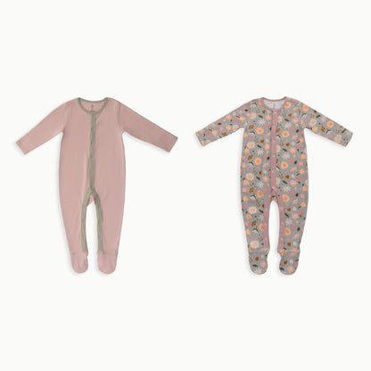 Baby Sleeper, 2-Pack | Flowers + Solid Pink