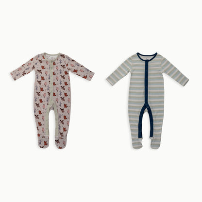 Organic Cotton Baby Sleeper, 2-Pack | Woodland + Striped