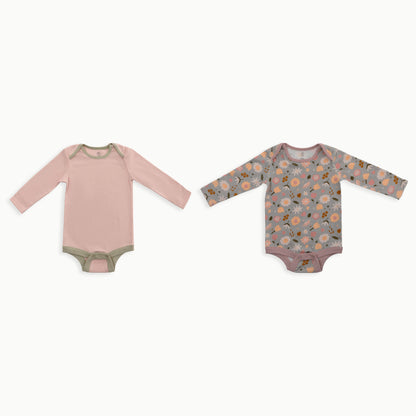 Baby Long Sleeve Bodysuit, 2-Pack | Flowers + Solid Pink