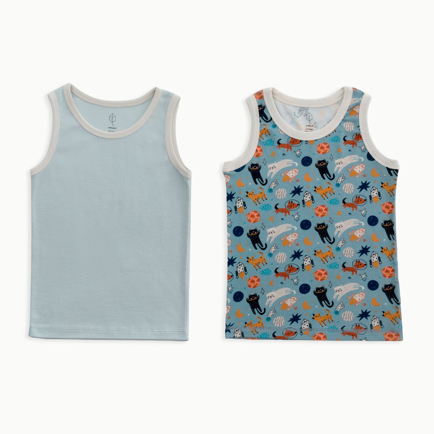 Tank, 2-Pack | Space Cat + Solid Blue