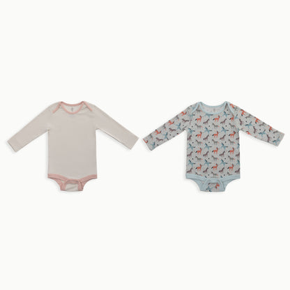 Organic Cotton Baby Long Sleeve Bodysuit, 2-Pack | Unicorns + Solid Cream
